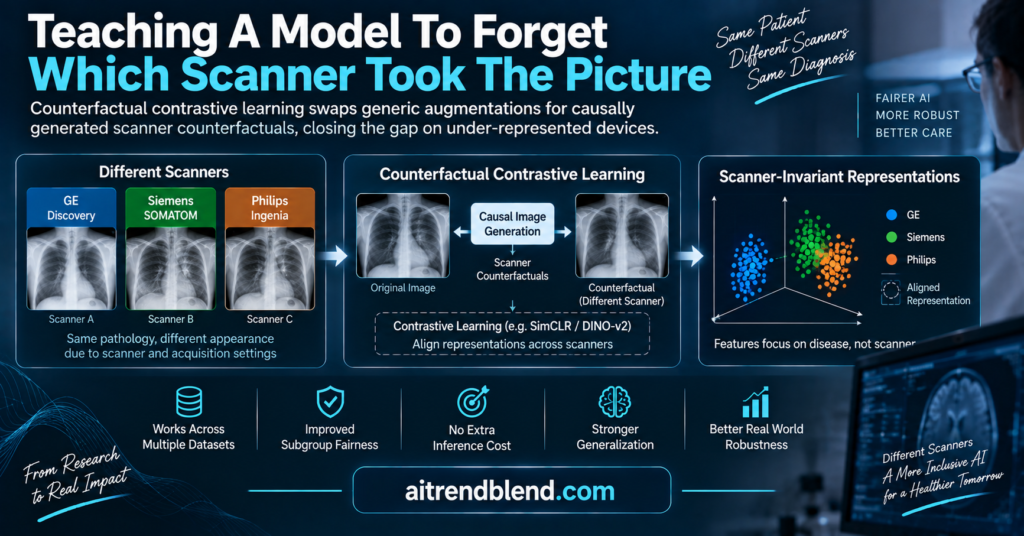 Contrastive Learning: Teaching A Model To Forget Which Scanner Took The Picture