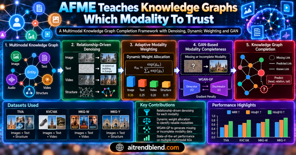AFME Teaches Knowledge Graphs Which Modality To Trust