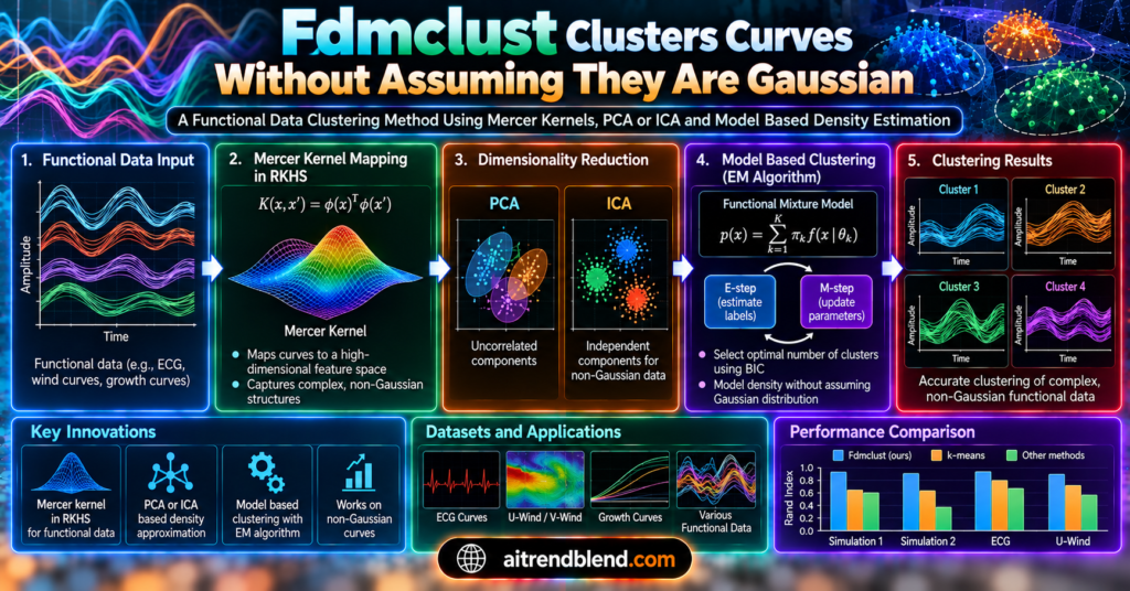 Fdmclust Clusters Curves Without Assuming They Are Gaussian