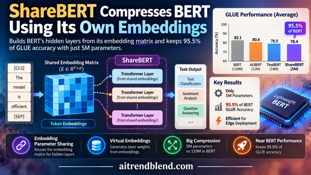 ShareBERT Compresses BERT Using Its Own Embeddings