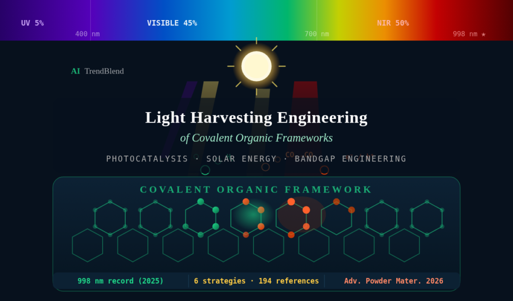 Light Harvesting Engineering of COFs for Photocatalysis: How Researchers Are Teaching Frameworks to Drink Sunlight.