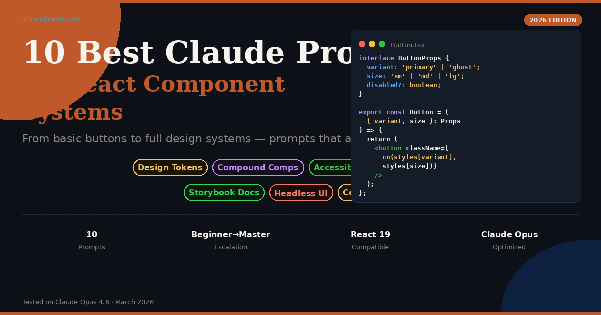 10 Best Claude Prompts for Building React Component Systems — aitrendblend.com 2026