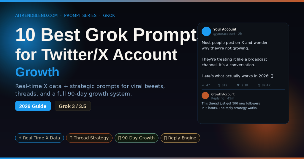 10 Best Grok Prompts for Twitter/X Account Growth (2026 Guide).