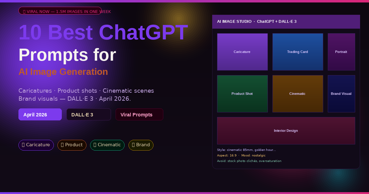 10 Best ChatGPT Prompts for AI Image Generation 2026 — viral caricature, product shots, cinematic scenes — aitrendblend.com