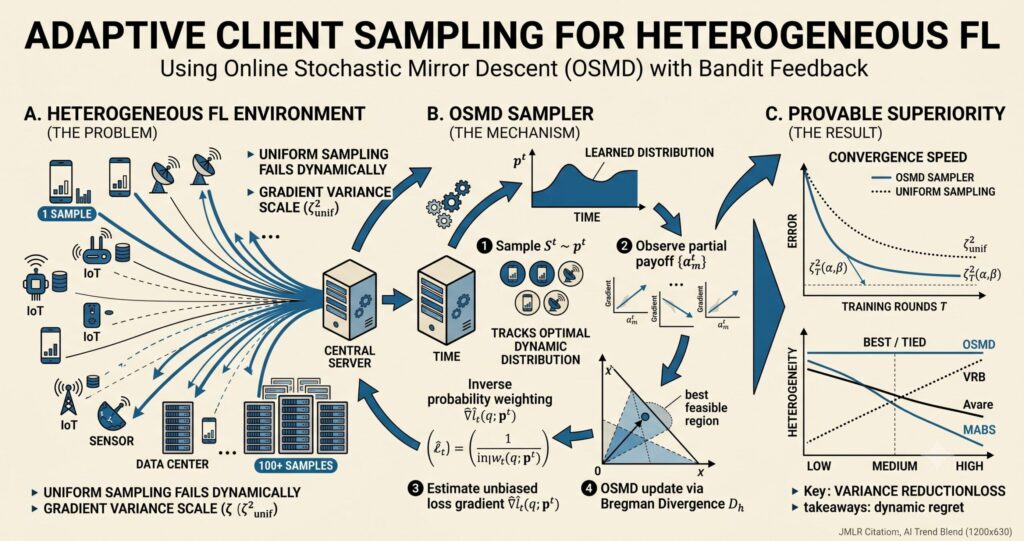 Adaptive Client Sampling in Federated Learning via Online Learning with Bandit Feedback.