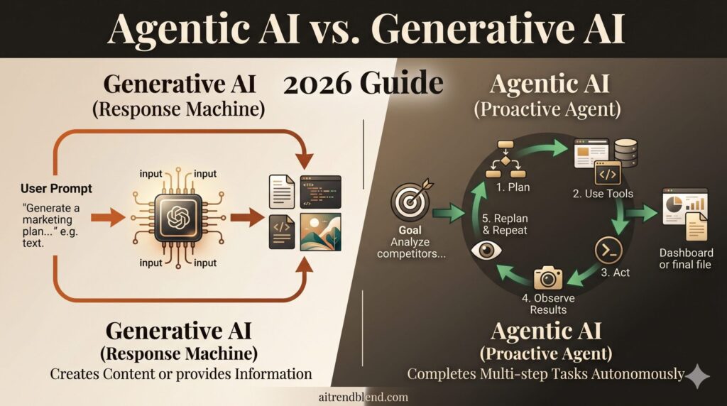 Agentic AI vs. Generative AI: The Real Difference Explained (2026 Guide).
