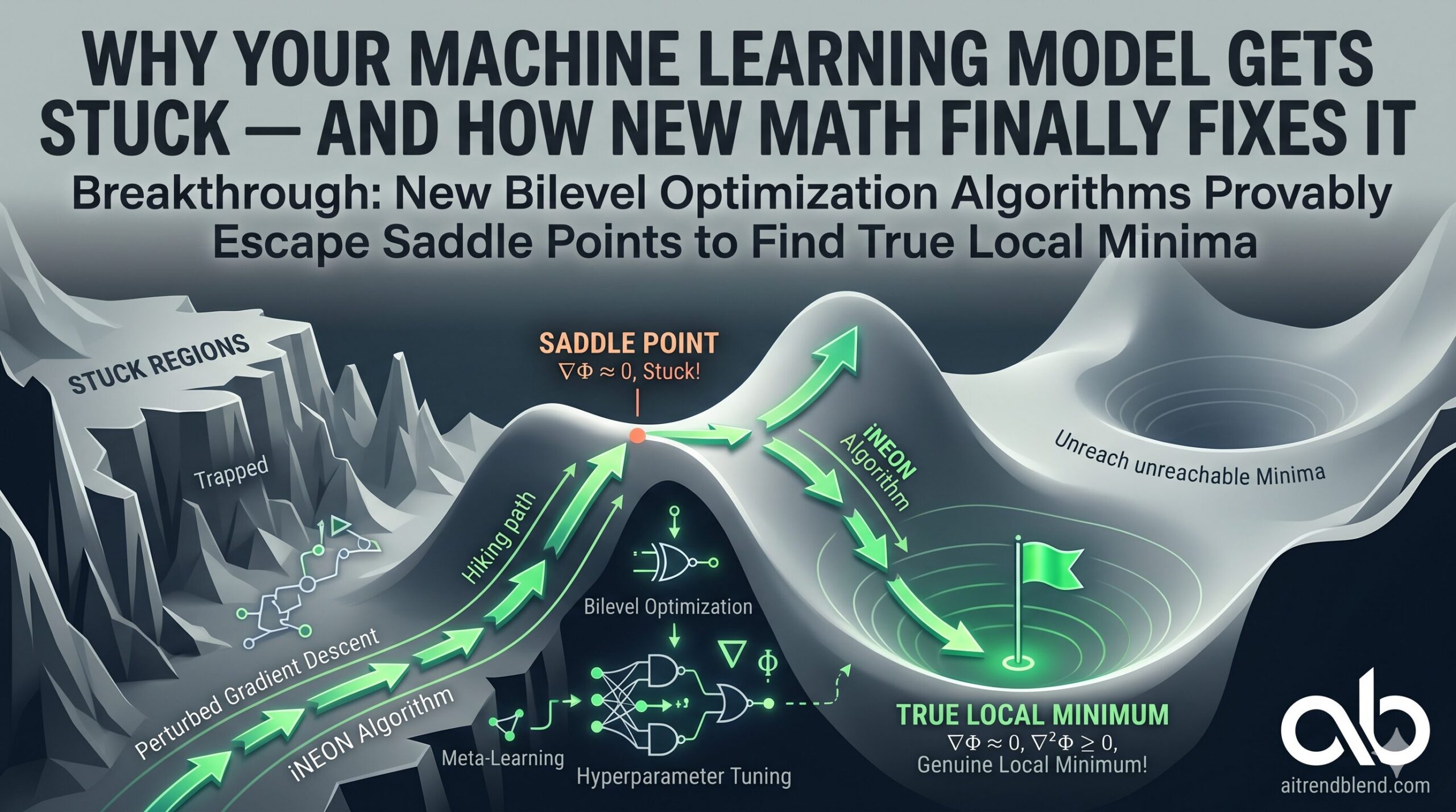 Escaping Saddle Points in Bilevel Optimization — A Breakthrough in Machine Learning Theory and the aitrendblend.com logo