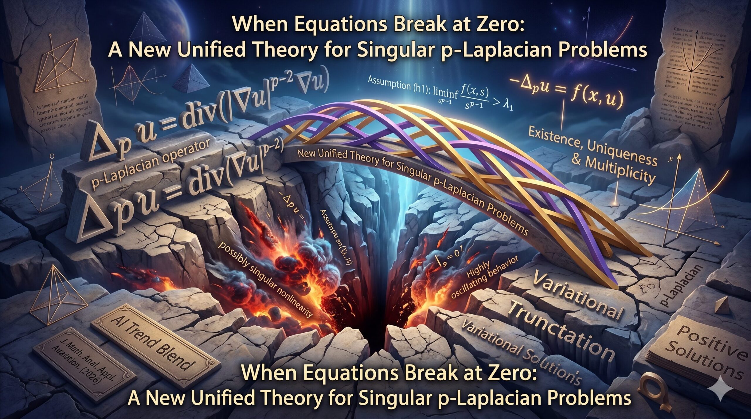 Singular p-Laplacian Problems: Existence, Uniqueness & Multiplicity via Variational Methods and the aitrendblend.com logo