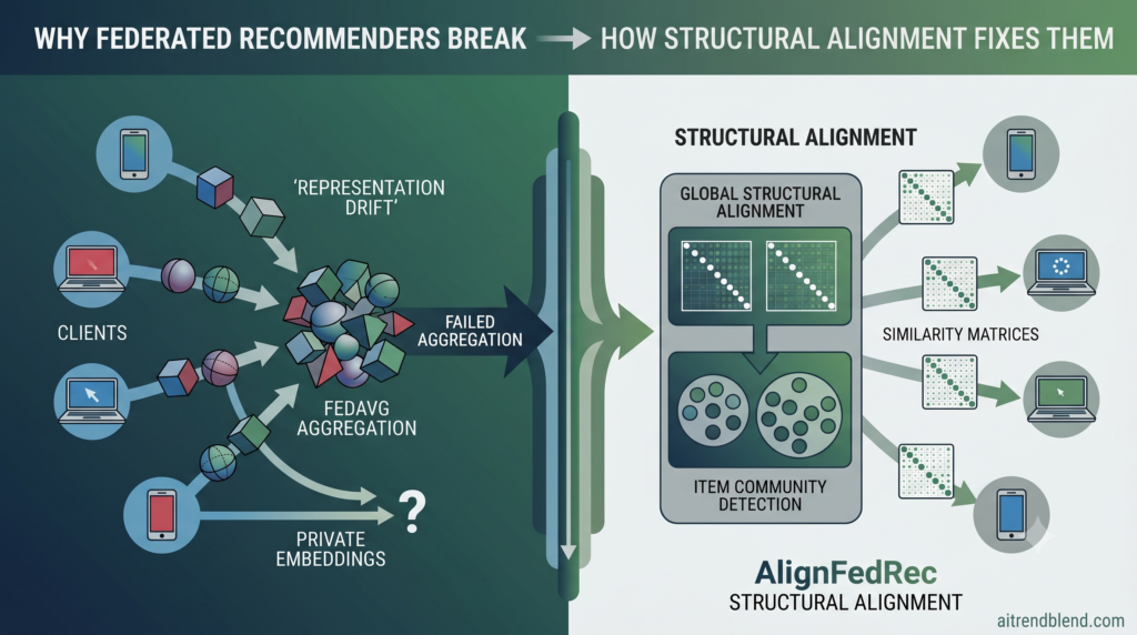 Why Federated Recommenders Break and How Structural Alignment Fixes Them.