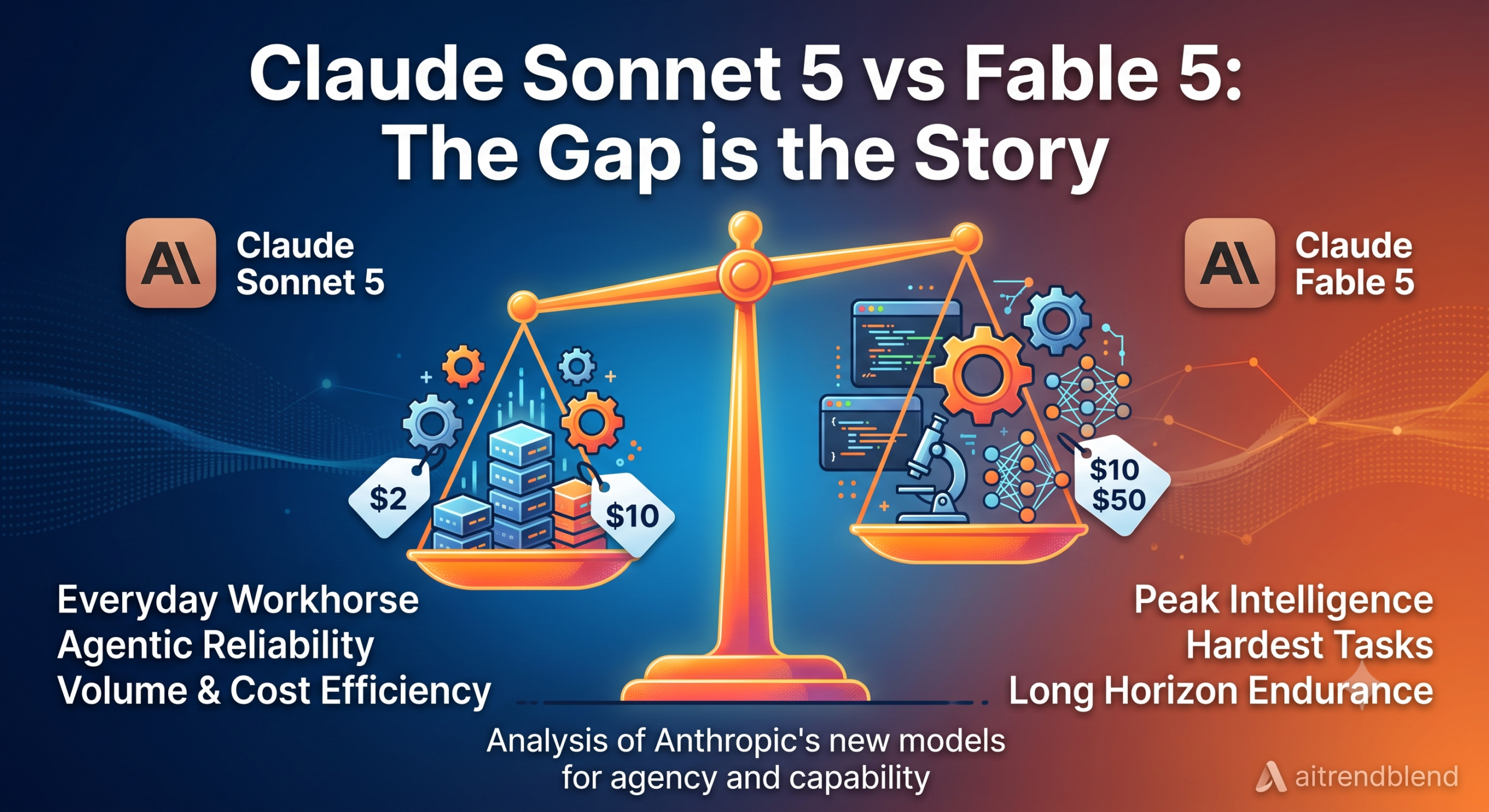 Claude Sonnet 5 vs Claude Fable 5 comparison, Anthropic model capabilities, pricing and safeguards side by side