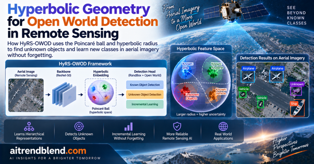 HyRS-OWOD: Hyperbolic Geometry for Open World Detection in Remote Sensing