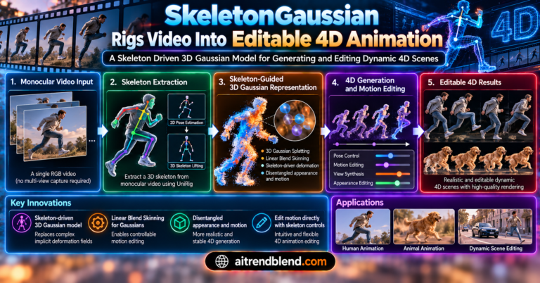 SkeletonGaussian Rigs Video Into Editable 4D Animation