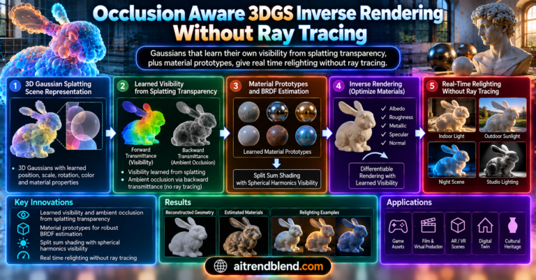 Occlusion Aware 3DGS Inverse Rendering Without Ray Tracing