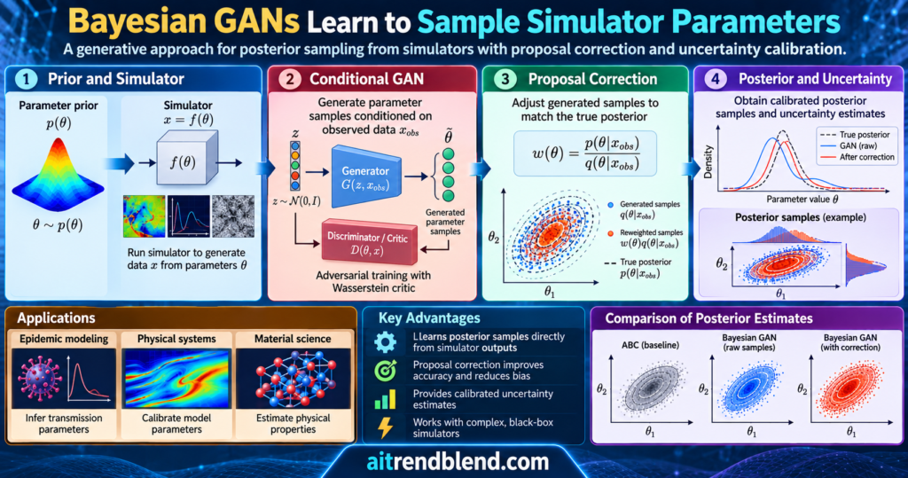 Bayesian GANs Learn to Sample Simulator Parameters